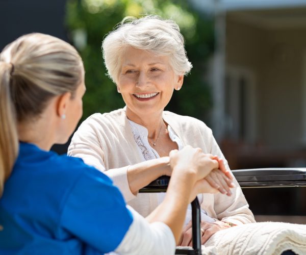 Nurse take care of old patient